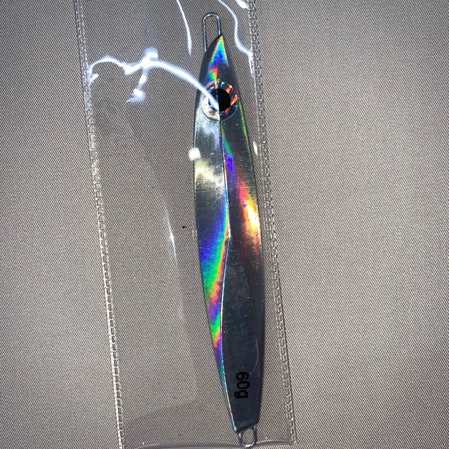 Cyborg Lazer jig slow and fast retrieve.